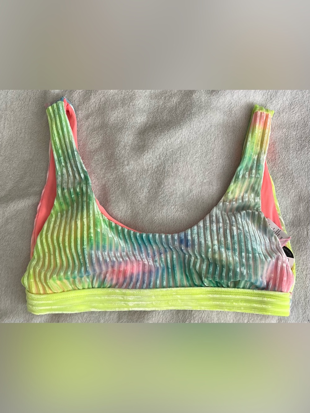 NWT Revibe by Dippin’ Daisy’s Neon Tie-Dye Ribbed Bralette - Multicolor